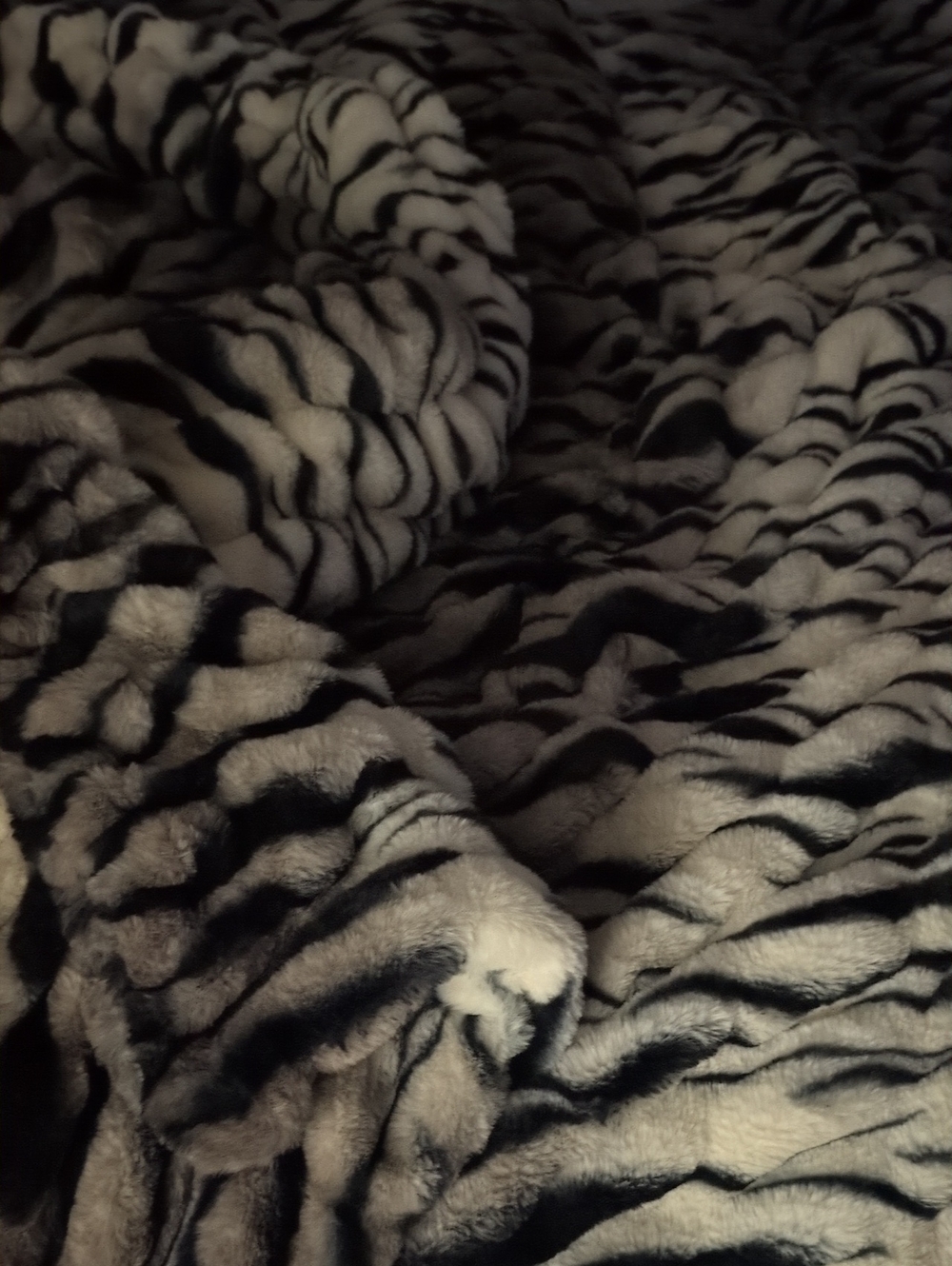 Comfrt Ash Tiger. Large-Print Faux Fur Throw Blanket - Black & White